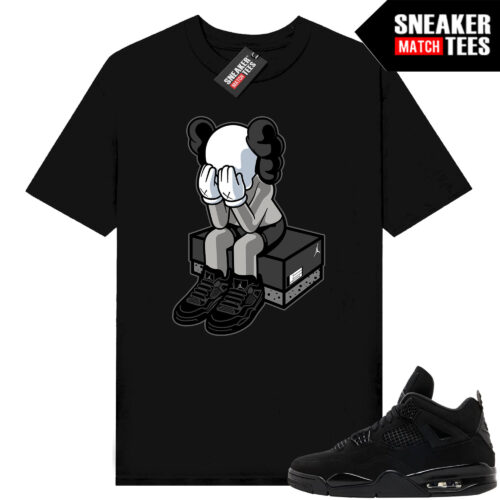 Black Cat 4s Jordan Match Tees Black Shirt AJ4 Toy