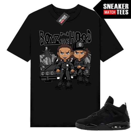Black Cat 4s Jordan Match Tees Black Shirt Boyz N The Hood Parody