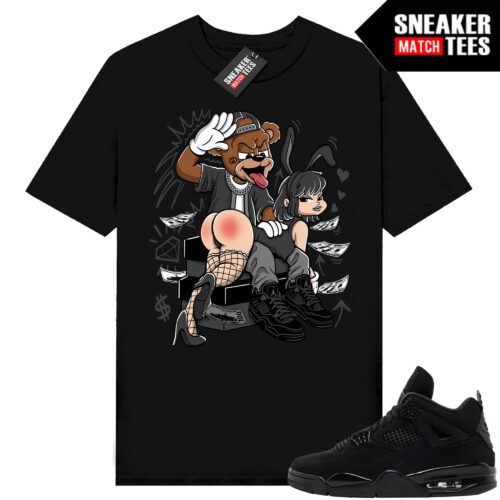 Black Cat 4s Jordan Match Tees Black Shirt Bunny Slap