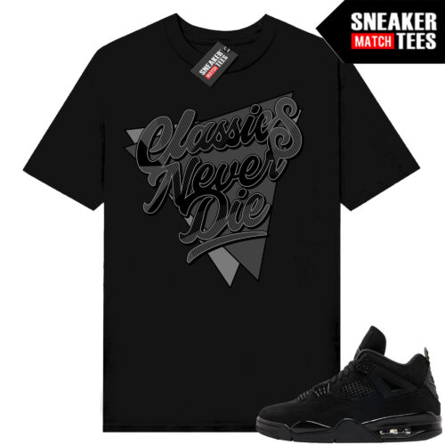 Black Cat 4s Jordan Match Tees Black Shirt Classics