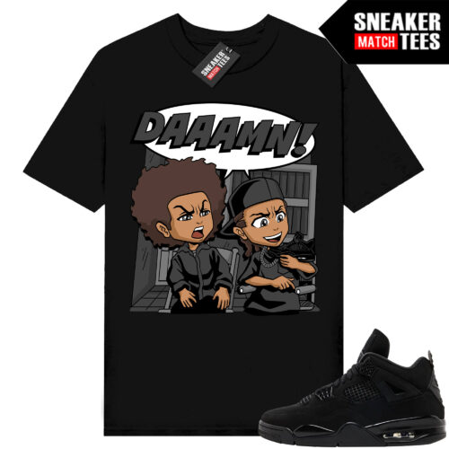 Black Cat 4s Jordan Match Tees Black Shirt DAAAMN Parody