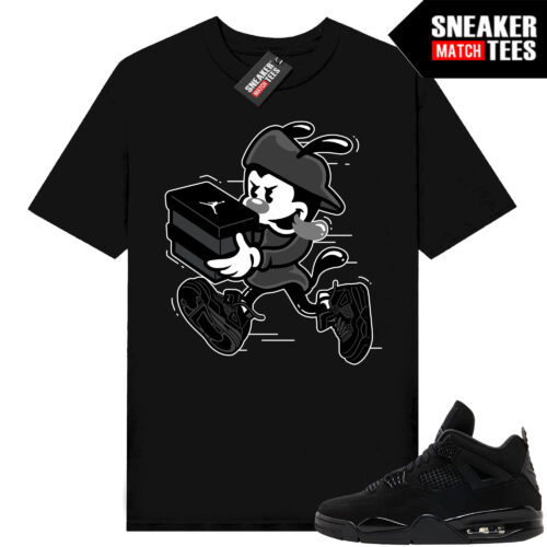 Black Cat 4s Jordan Match Tees Black Shirt Double Up