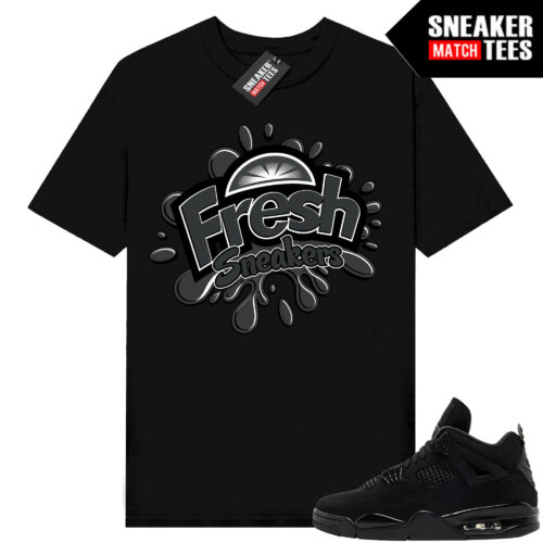 Black Cat 4s Jordan Match Tees Black Shirt Fresh Sneakers