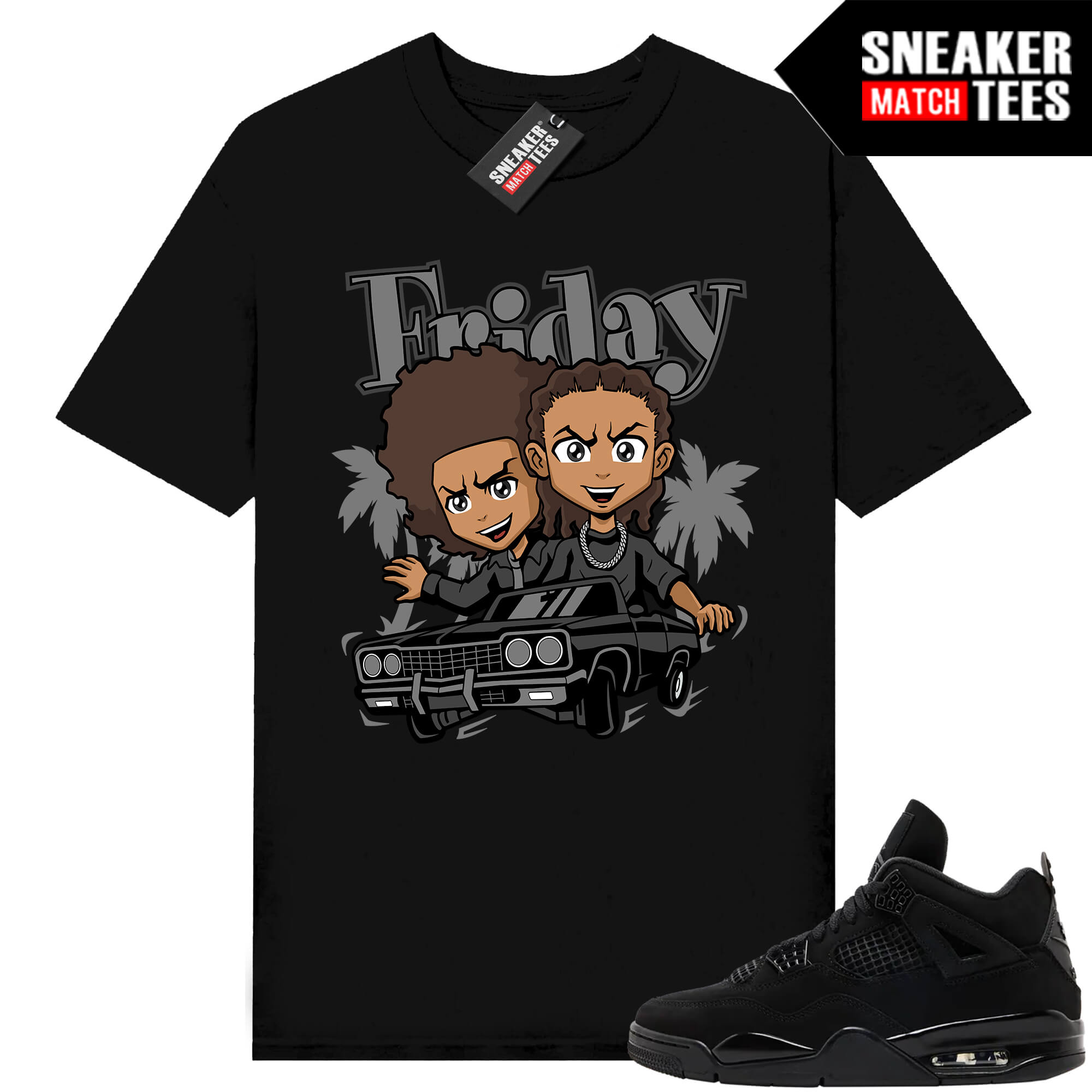 Black Cat 4s Jordan Match Tees Black Shirt Friday Parody