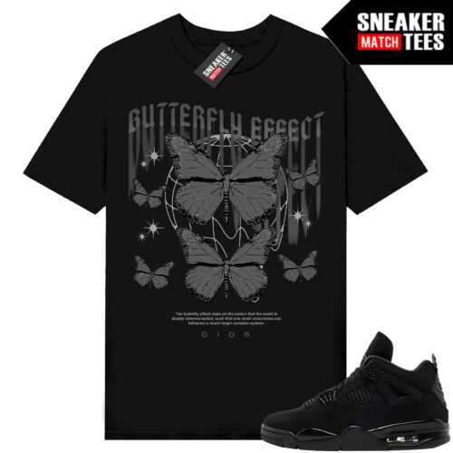 Black Cat 4s Jordan Match Tees Black Shirt Gior Butterfly Effect