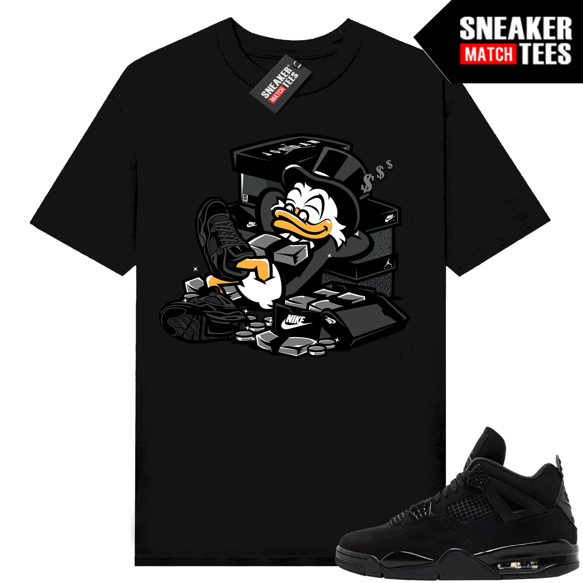 Black Cat 4s Jordan Match Tees Black Shirt Got My Bread Up
