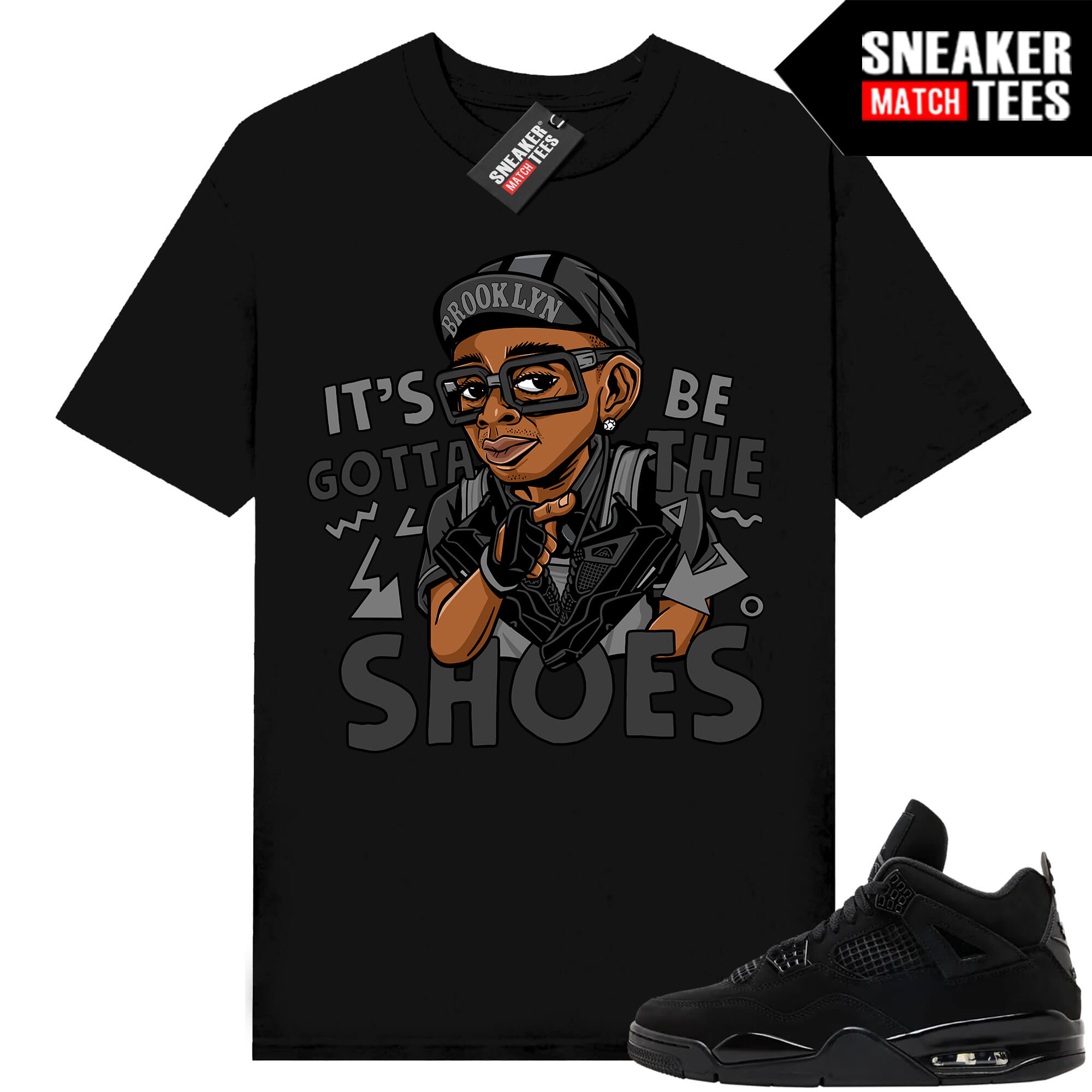 Black Cat 4s Jordan Match Tees Black Shirt Gotta Be the Shoes