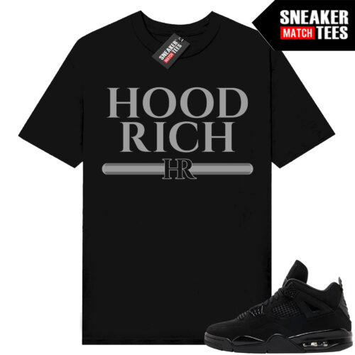 Black Cat 4s Jordan Match Tees Black Shirt Hoodrich