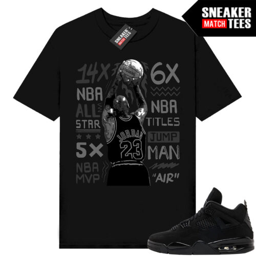 Black Cat 4s Jordan Match Tees Black Shirt Last Shot