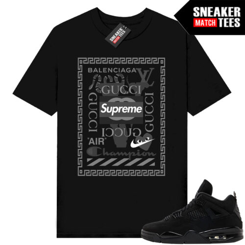 Black Cat 4s Jordan Match Tees Black Shirt Luxury Mashup