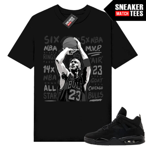 Black Cat 4s Jordan Match Tees Black Shirt MJ Jumper