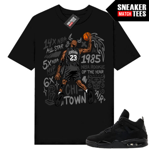 Black Cat 4s Jordan Match Tees Black Shirt MJ Slam Dunk