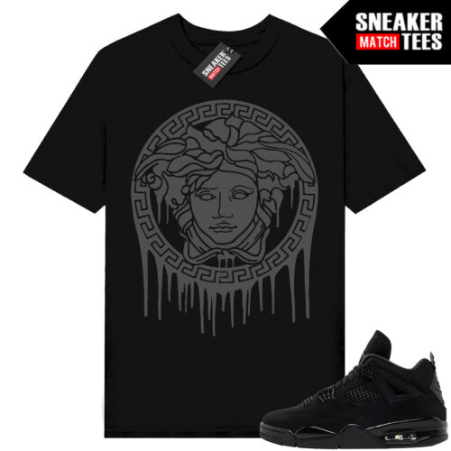 Black Cat 4s Jordan Match Tees Black Shirt Medusa Drip