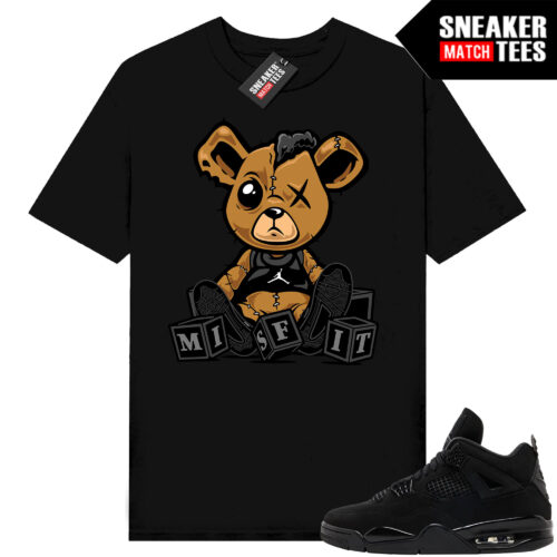 Black Cat 4s Jordan Match Tees Black Shirt Misfit Teddy