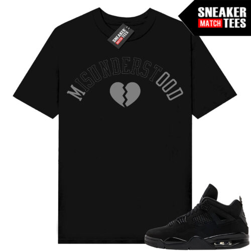Black Cat 4s Jordan Match Tees Black Shirt Misunderstood