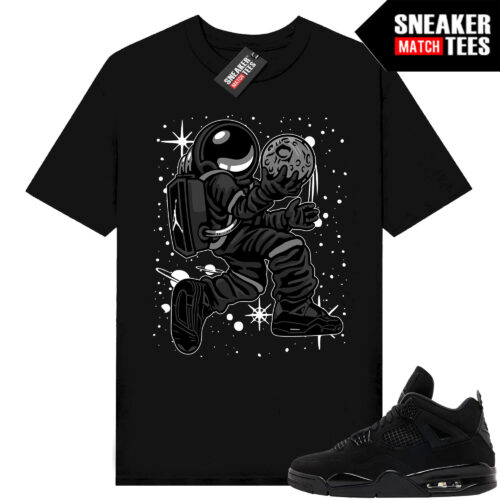 Black Cat 4s Jordan Match Tees Black Shirt Moonman