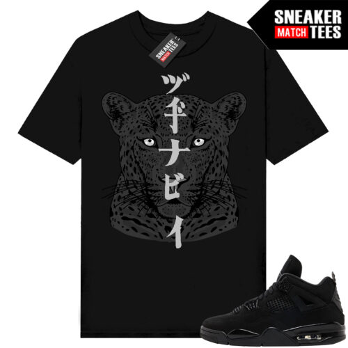 Black Cat 4s Jordan Match Tees Black Shirt Nuwave Leopard