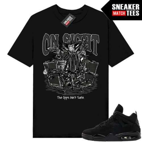 Black Cat 4s Jordan Match Tees Black Shirt On Sight
