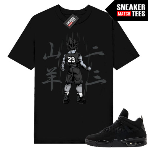 Black Cat 4s Jordan Match Tees Black Shirt Saiyan 23