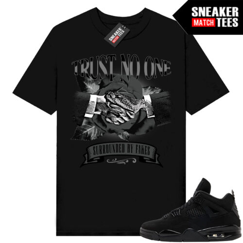 Black Cat 4s Jordan Match Tees Black Shirt Snakes Trust No One