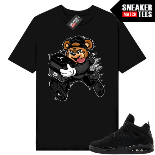 Black Cat 4s Jordan Match Tees Black Shirt Sneaker Heist