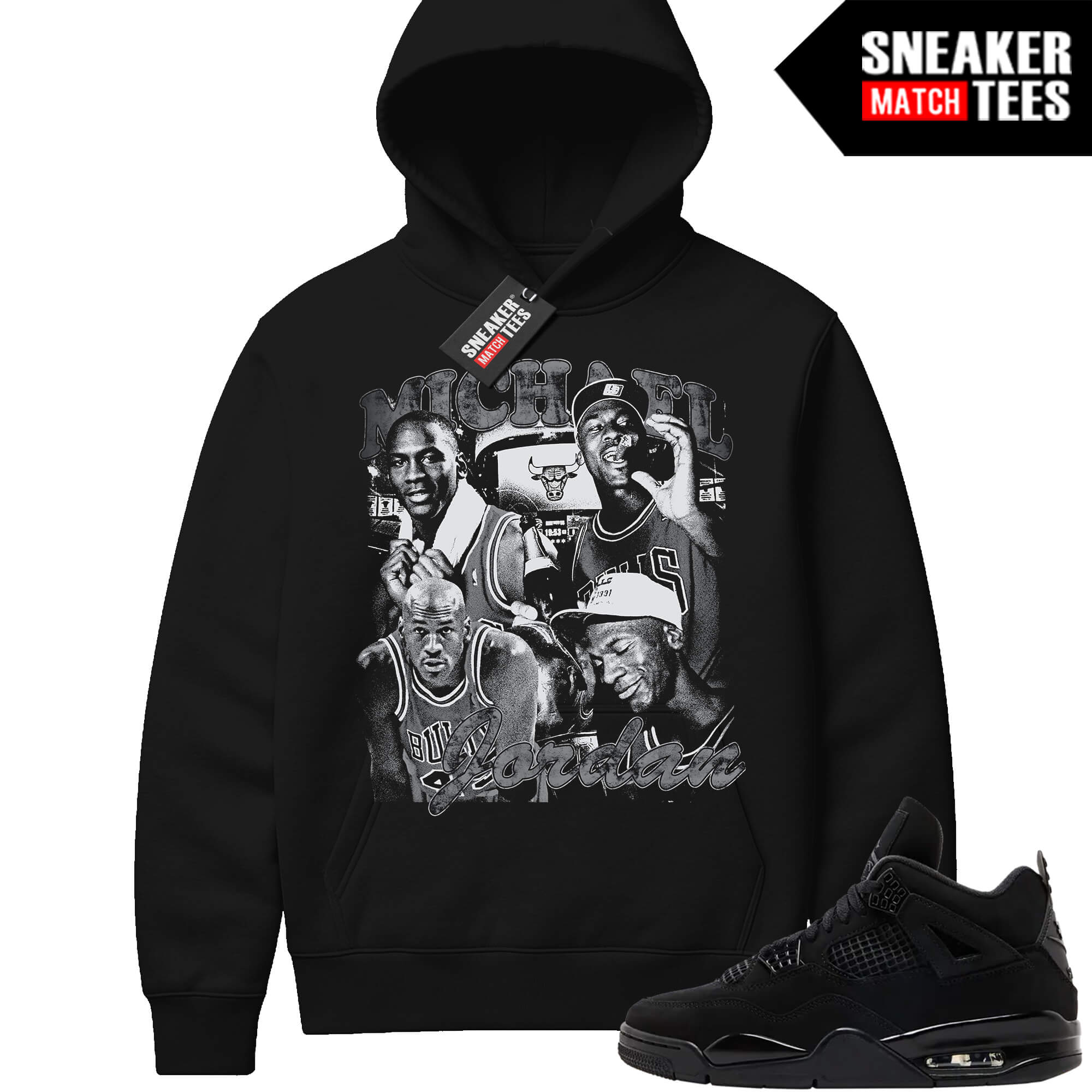 Black Cat 4s Sneaker Match Hoodie Black Goat Tribute