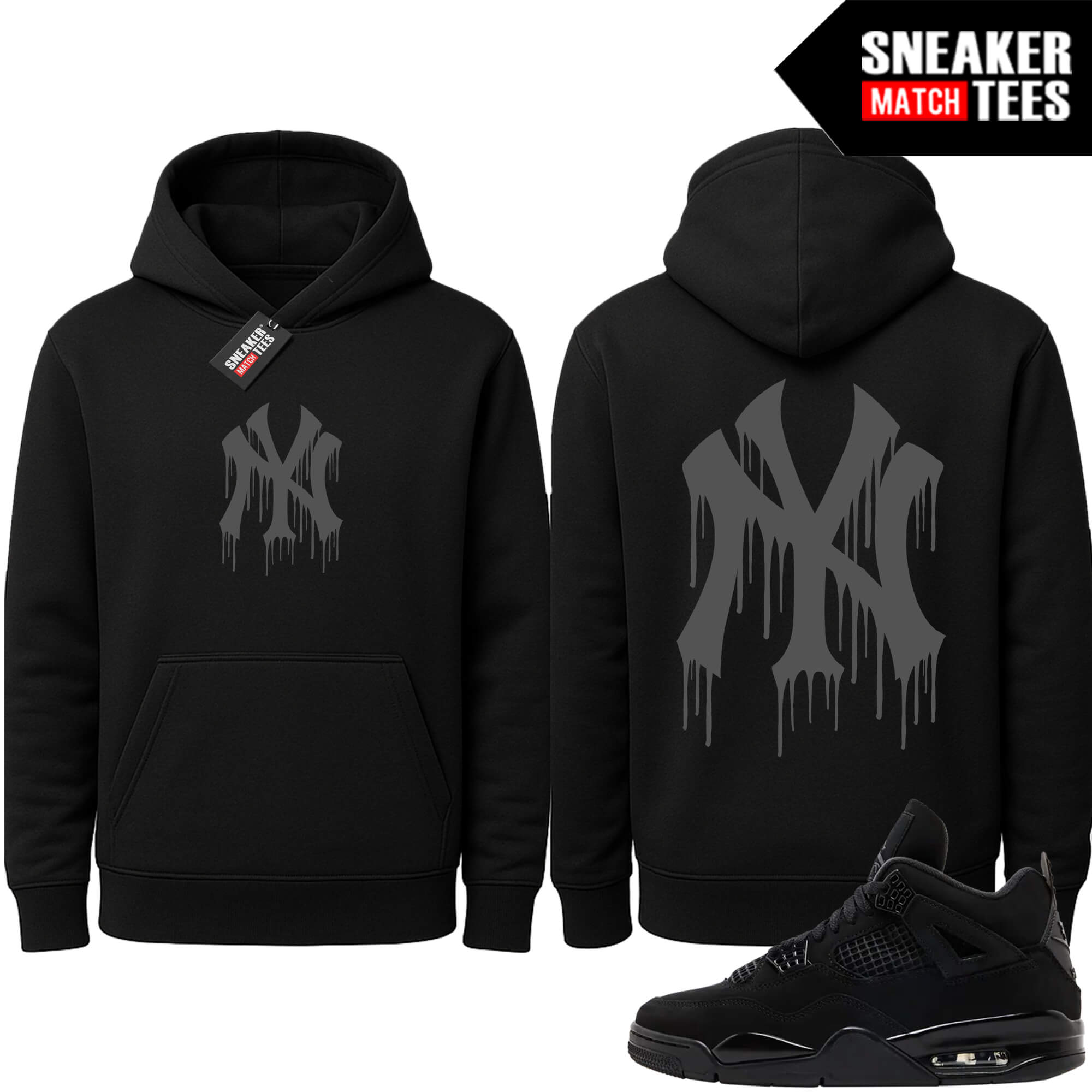 Black Cat 4s Sneaker Match Hoodie Black NY Drip