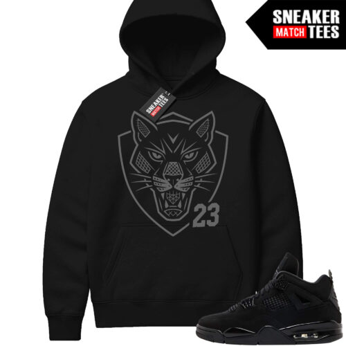Black Cat 4s Sneaker Match Hoodie Black Retro Cat