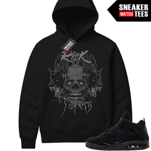 Black Cat 4s Sneaker Match Hoodie Black Risk Takers Heavy Metal