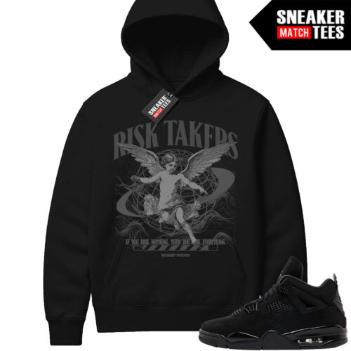 Black Cat 4s Sneaker Match Hoodie Black Risktakers