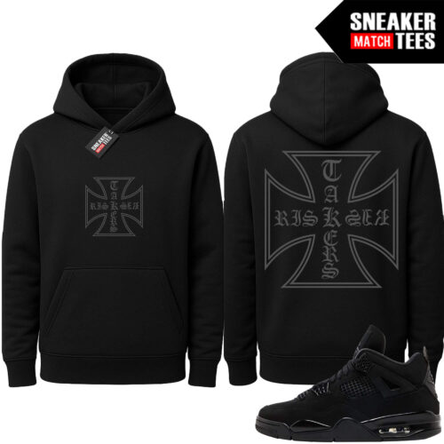 Black Cat 4s Sneaker Match Hoodie Black Ristakers Iron Cross Blackout