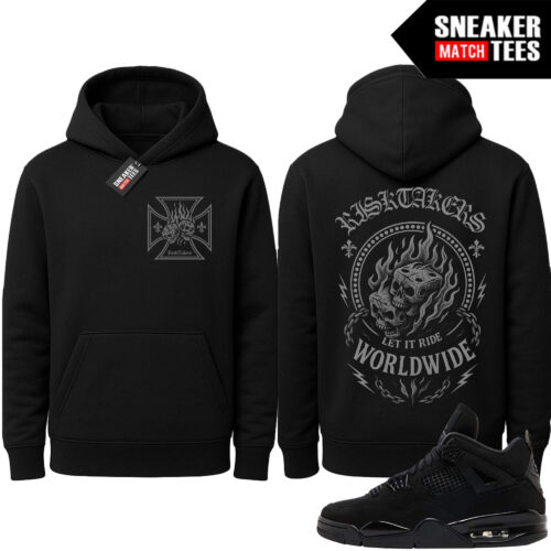 Black Cat 4s Sneaker Match Hoodie Black Ristakers Let it Ride