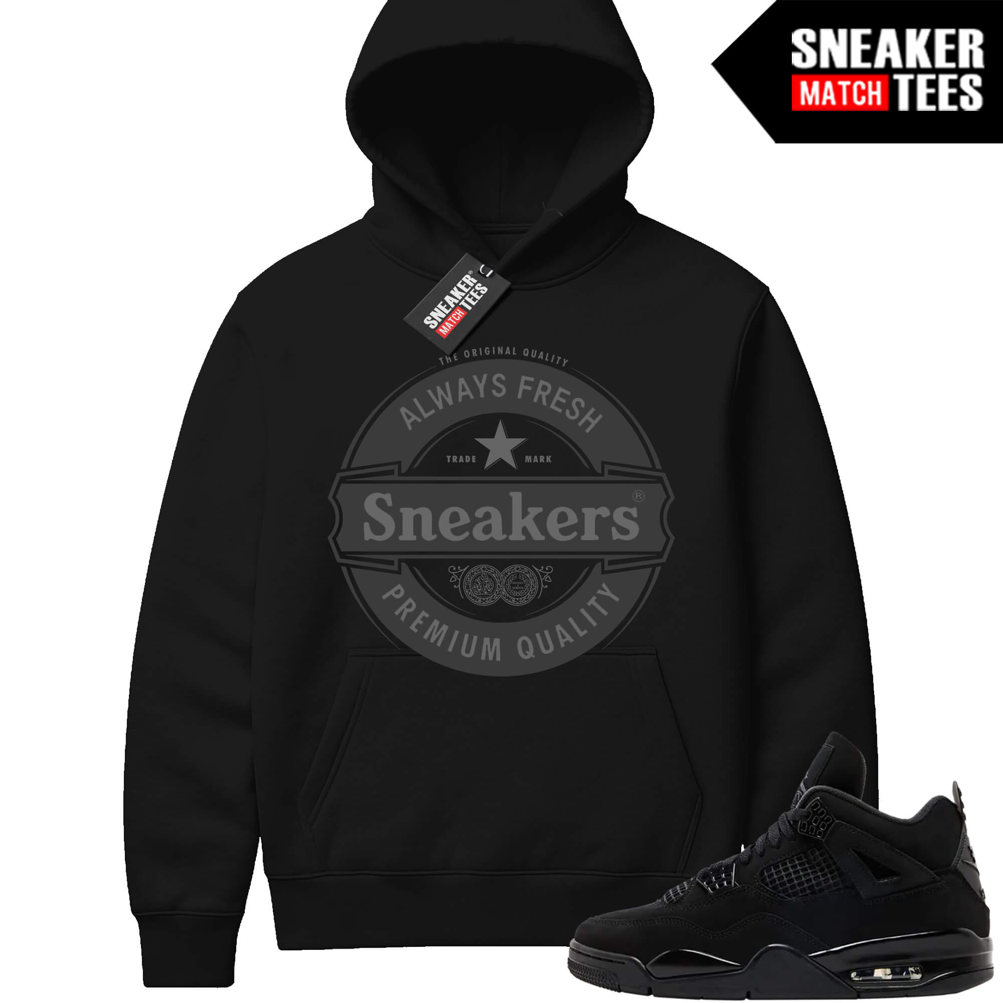 Black Cat 4s Sneaker Match Hoodie Black SNEAKERS Always Fresh