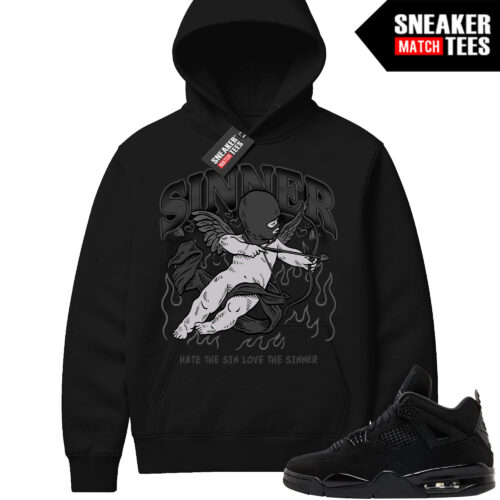 Black Cat 4s Sneaker Match Hoodie Black Sinner