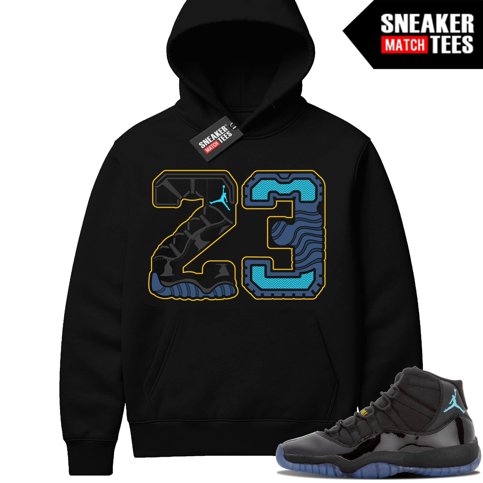 Gamma Blue 11 Sneaker Match Black Hoodie 23 Sole