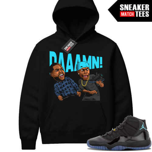 Gamma Blue 11 Sneaker Match Black Hoodie DAAAMN