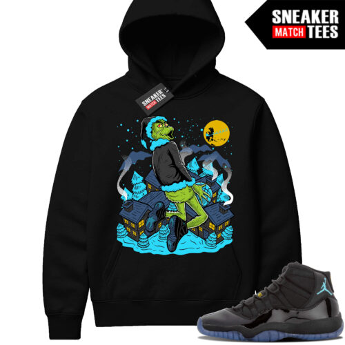 Gamma Blue 11 Sneaker Match Black Hoodie Grinch Dunkmas