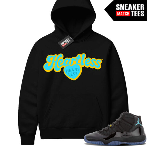 Gamma Blue 11 Sneaker Match Black Hoodie Heartless Logo