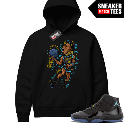 Gamma Blue 11 Sneaker Match Black Hoodie MJ Bully Ball