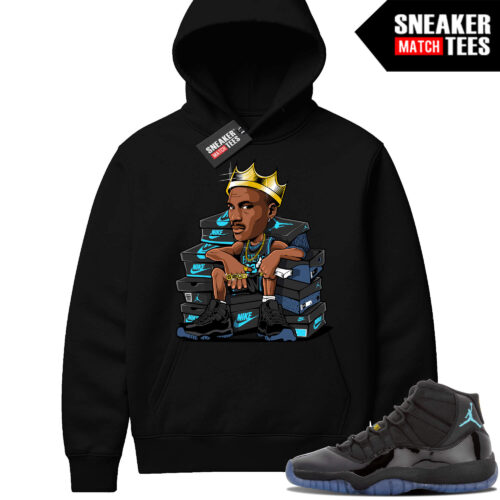 Gamma Blue 11 Sneaker Match Black Hoodie MJ Sneaker King