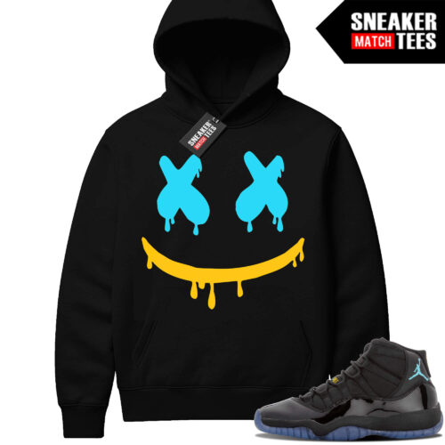 Gamma Blue 11 Sneaker Match Black Hoodie Smiley Drip
