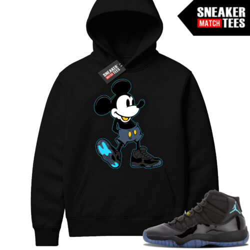 Gamma Blue 11 Sneaker Match Black Hoodie Sneakerhead Mickey