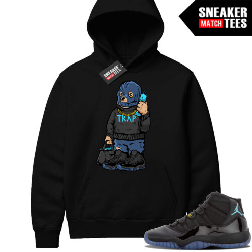 Gamma Blue 11 Sneaker Match Black Hoodie Trap Bear