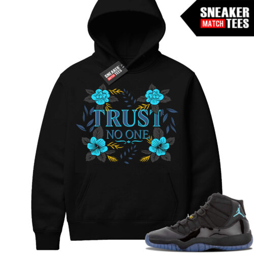 Gamma Blue 11 Sneaker Match Black Hoodie Trust No One Floral
