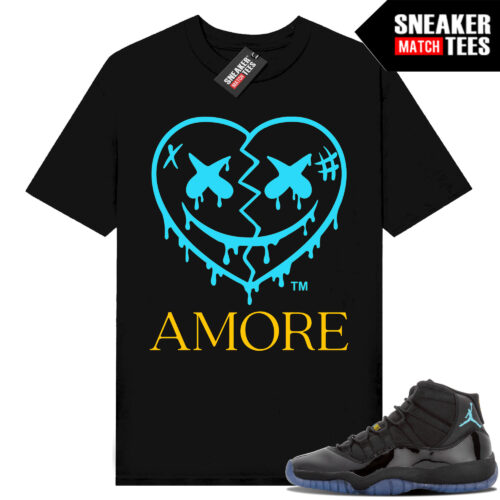 Gamma Blue 11s Sneaker Match Tees Black AMORE Heart