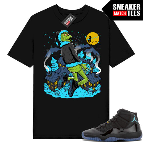 Gamma Blue 11s Sneaker Match Tees Black Grinch Dunkmas