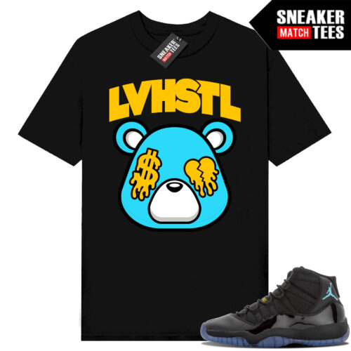 Gamma Blue 11s Sneaker Match Tees Black Love Hustle Bear