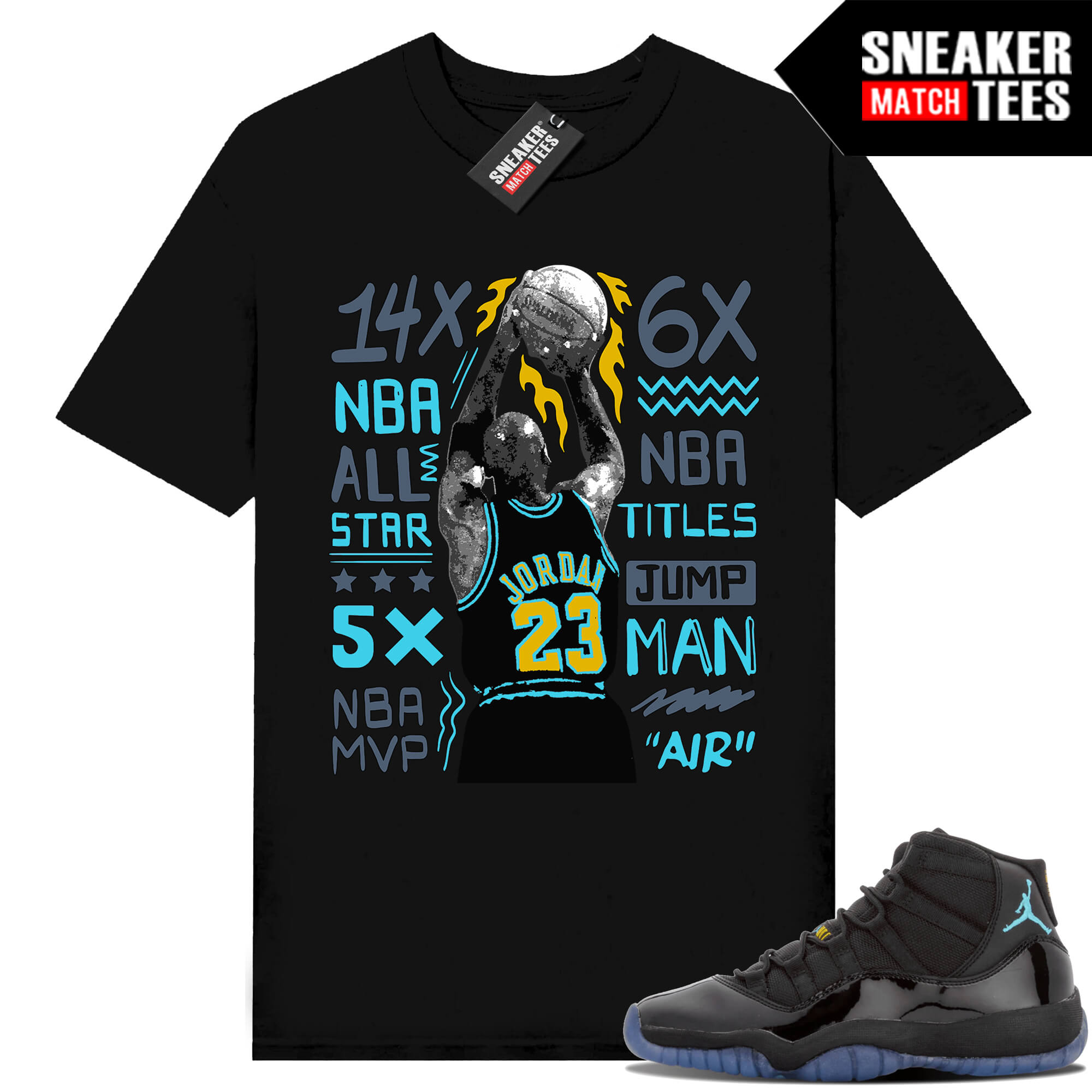Gamma Blue 11s Sneaker Match Tees Black MJ Last Shot