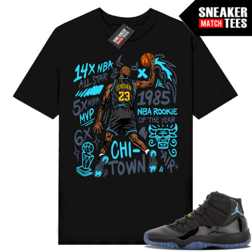 Gamma Blue 11s Sneaker Match Tees Black MJ Slam Dunk