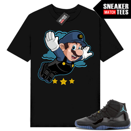 Gamma Blue 11s Sneaker Match Tees Black Mario Fly
